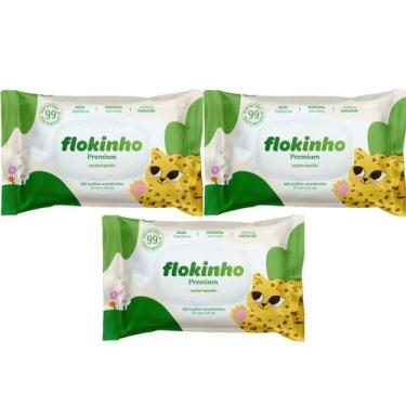 Imagem de Kit 3 Lenços Umedecidos Flokinho Premium Recém Nascido 100un