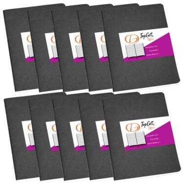 Imagem de Kit 10x Caderneta 14x21cm A5 40 Folhas Pautadas Tupi TopGet, Preto