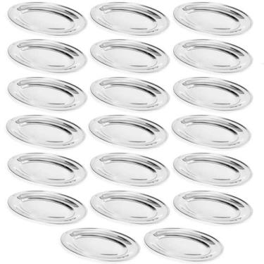 Imagem de Kit 20 Travessas de Inox 25cm para Porções Saladas Aperitivos Baixelas