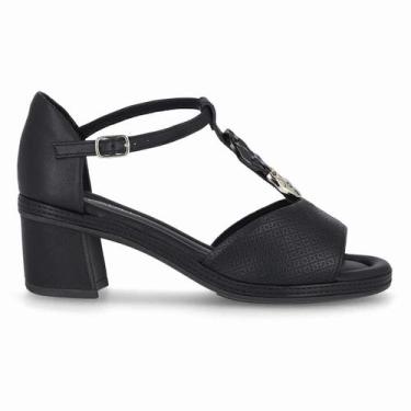 Imagem de Sandália Salto Médio Feminina Piccadilly 566078-5 Preto, 35, Preto