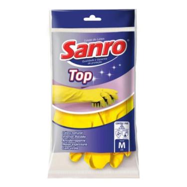 Imagem de Luvas de Látex Top Sanro Amarela Tamanho M