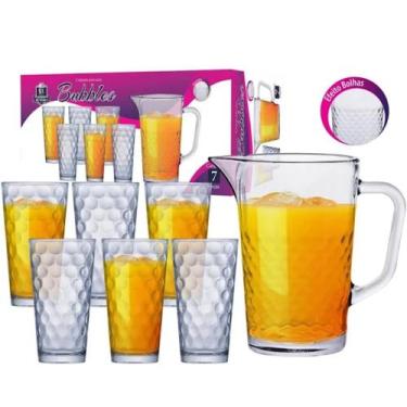 Imagem de Jogo De Jarra Vidro Com Copos Bubbles 7 Pcs 1200ml - ruvolu