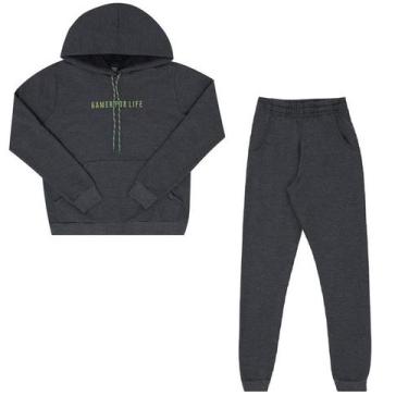 Imagem de Conjunto Moletom Masculino Juvenil Pulla Bulla Ref. 49869, Cinza escur