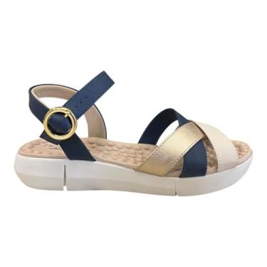 Imagem de Sandalia Feminino Modare Ultraconforto Casual Tiras Detalhe Metalizado