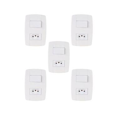Imagem de Interruptor Com Tomada Lev Ilumi 4x2 10A 250V Kit 5 Un