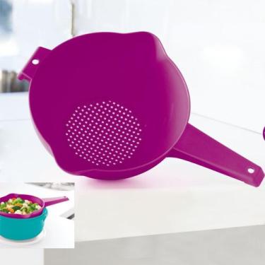 Imagem de Escorredor macarrão,,arroz rosa com cabo indispensável da tupperware