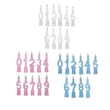 Imagem de Vela aniversário números branco/rosa/azul 0 ao 9 - REGINA