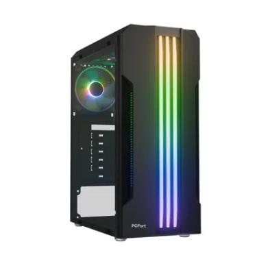 Imagem de Gabinete Gamer Pcfort Lines Mid Tower ATX RGB Vidro Temperado 3 Fans Preto