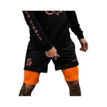 Imagem de Shorts Esportivos Masculinos De Verão Em Tecido Mesh, Dupla Camada, Pa