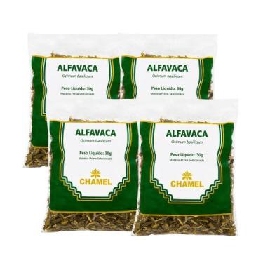 Imagem de Kit 4 Alfavaca Mista Chamel 30g Folhas Seca Produto Original