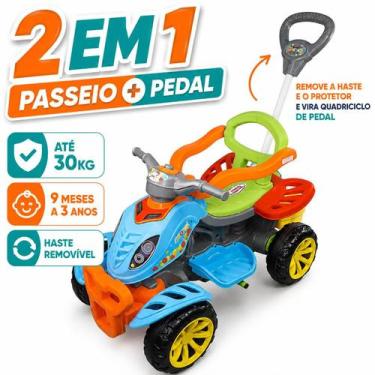 Imagem de Quadriciclo Infantil Colorido  2 em 1 Passeio e Pedal com Haste e Port