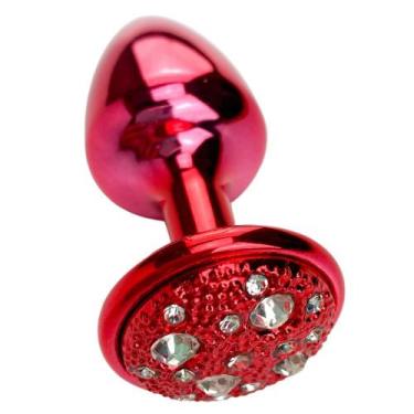 Imagem de Plug Anal Hard Pequeno em Metal com Strass, Vermelho