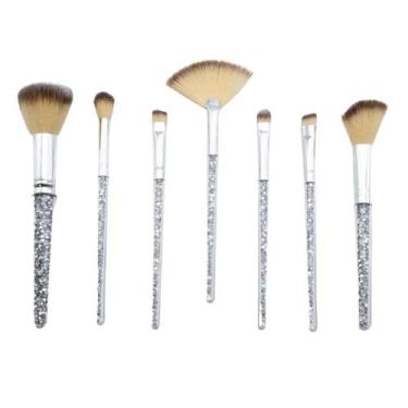 Imagem de Kit C/ 07 Pincéis de Maquiagem Cerdas de Nylon Makeup P/ Bolsa Viagem 