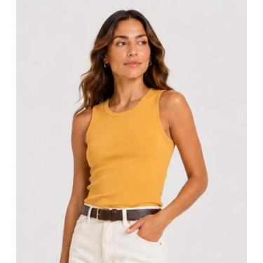 Imagem de Regata Feminina Em Tecido Henera Infinita Cor Amarelo, G, Amarelo