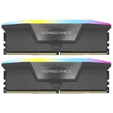 Imagem de Memória RAM Corsair Vengeance RGB DDR5 32GB (2x16GB) 6000MHz com Iluminação RGB Preto Cinza CMH32GX5M2E6000Z36