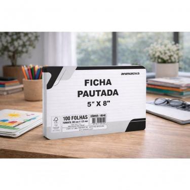 Imagem de Ficha Pautada ANIMATIVA 5'' X 8'' Papel 150G-M2 100 Folhas Certificação FSC Branco