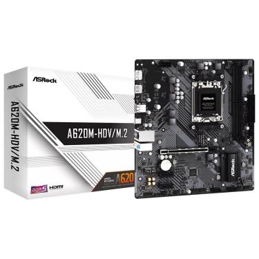 Imagem de Placa Mãe Asrock A620M-HDV-M.2 Socket AM5 com DDR5 para Processadores AMD e Desempenho Confiável Preto Asrock
