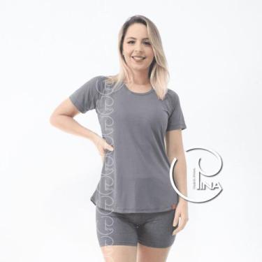 Imagem de Blusa Academia Ginástica Gola V em Visco PINA, GG, Cinza