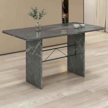 Imagem de Mesa de Jantar 6 Lugares Tampo de Granito 140x75cm Topázio Cinza Preto