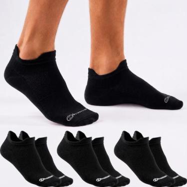 Imagem de Kit 3 Meias Cano Curto Zhamaro Performance Poliamida Esportiva, Preto,