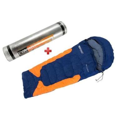 Imagem de Saco de Dormir Nautika Freedom Azul e Laranja + Isolante Térmico Nauti