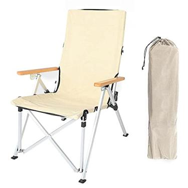 Imagem de GQYYS Cadeira portátil dobrável para acampamento, reclinável ajustável em três velocidades, cadeira portátil de liga de alumínio, com bolsa de transporte para atividades ao ar livre, acampamento, churrasco, praia, etc