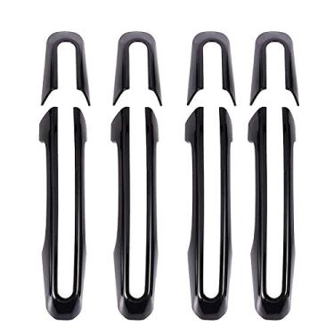 Imagem de KIMISS Capa exterior para maçaneta porta lateral do carro ABS preta moldura de acabamento adequada para 13-19 (8 peças)