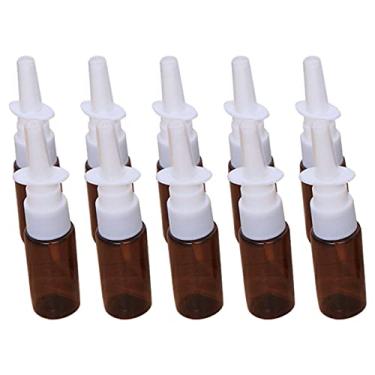 Imagem de Healifty Frasco spray vazio de 15 ml, frascos vazios de névoa fina recarregáveis pulverizadores de vidro âmbar 10 peças (pet marrom + injeção direta 18R)