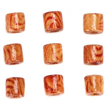 Imagem de Miçangas para pulseiras, miçangas compostas de madeira pintadas miçangas de barril para colares