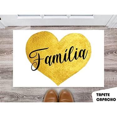 Imagem de Tapete Capacho Personalizado Coração Dourado Familia