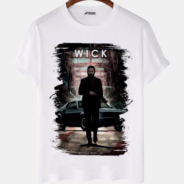 Imagem de Camiseta masculina John Wick Mustang Filme Desenho Art Camisa Blusa Branca Estampada