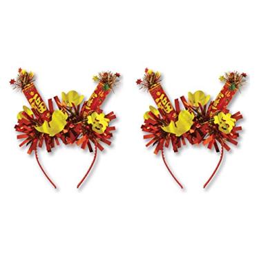 Imagem de Beistle Bandanas de Ano Novo Chinês 2 Peças Acessórios de Festa Asiática, Tamanho Único, Vermelho/Amarelo