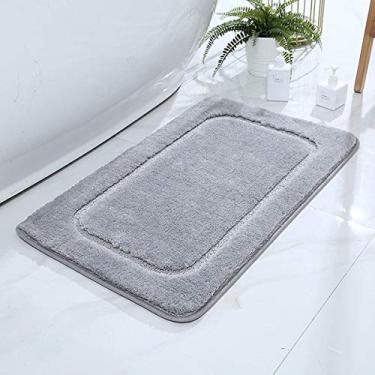 Imagem de jia cool Tapete de banheiro de luxo premium, 49,6 x 78,6 cm, macio, grosso, absorvente para banheiro, lavar e secar na máquina, tapetes de pelúcia para banheiro, chuveiro, banheira de hidromassagem, spa, cinza Yan