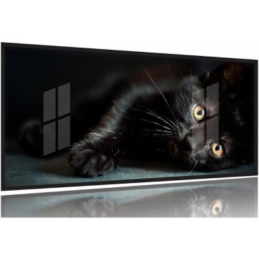 Imagem de Quadros Decorativos Gato Preto130x60 Moldura Preta 2x2
