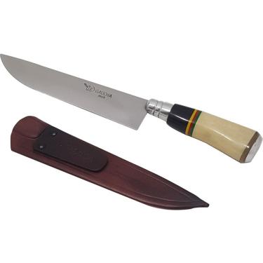 Imagem de Conjunto Garfo E Faca 5`` Chifre Bainha Couro Mesa Churrasco