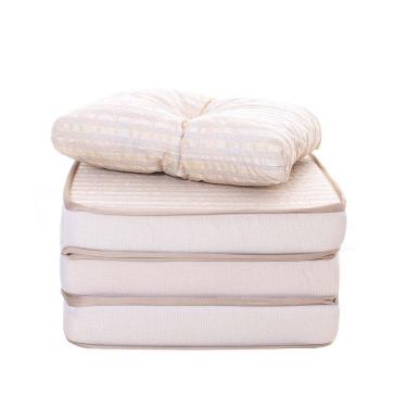 Imagem de Puff Multiuso 3 Em 1 + Travesseiro Jacquard Bege Solteiro Bf Colchões