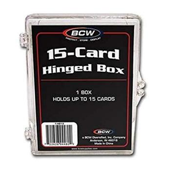 Imagem de BCW Hinged Trading Card Box – 15 Count (Pack of 1) | Clear Plastic Card Storage Box | Snap Lock Trading Card Case for Pokémon, and TCG Cards