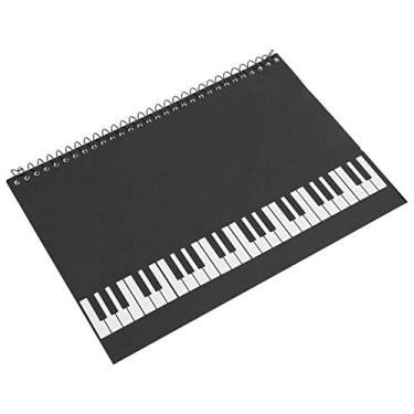 Imagem de Caderno de música, 50 páginas Caderno de partitura em branco com bastão de papel manuscrito em branco (padrão de piano preto)