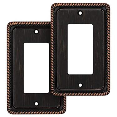 Imagem de Henne Bery Placa decorativa de parede com borda de corda (decoração única, pacote com 2, bronze envelhecido)