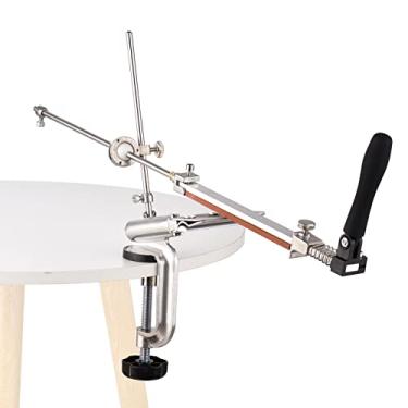 Imagem de mewmewcat Sistema de afiador de facas profissional,Sistema de afiador de facas com 4 pedras de amolar Kit de afiador de facas com clipe de mesa, rotação de 360 graus liga de ângulo fixo Afiador de fac