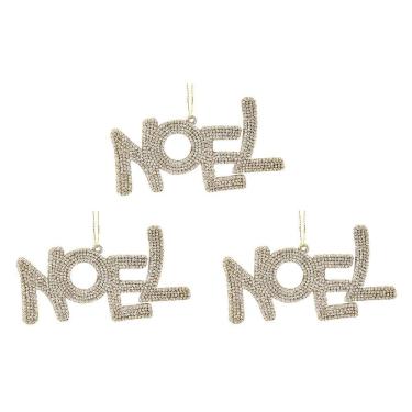 Imagem de Kit Placa Letras Noel Gliter Champagne 13x7cm 3 Peças - Magizi