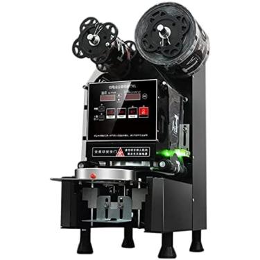 Imagem de KRASS Máquina de selagem de copos elétrica totalmente automática seladora de copos comercial bolha chá/leite chá/suco/bebida máquina de fazer boba 400-600 xícaras/hora elétrica 280w, preto, colecionador 88