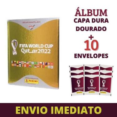 Imagem de Album Copa 2022 Capa Dura Dourado + 10 Envelopes Figurinhas