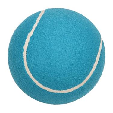 Imagem de Bolas de brinquedo para cães de 20 cm, bola de tênis jumbo, bola de tênis de feltro de pelúcia inflável de borracha grande brinquedos para animais de estimação para assinatura, bolas interativas esportivas engraçadas para crianças animais de estimação adultos cães gatos (azul)