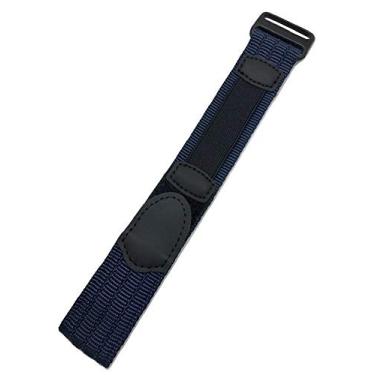 Imagem de Alça de relógio ajustável de 18 mm, azul escuro/preto, nylon | Resistente, com gancho e laço, pulseira de substituição esportiva para homens e mulheres