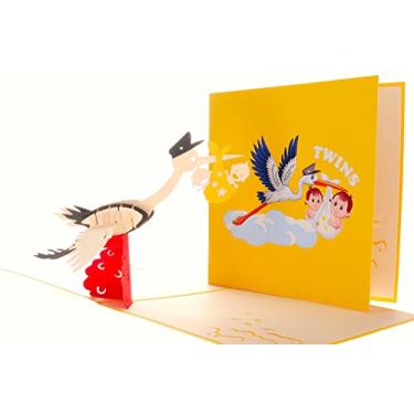 Imagem de iGifts And Cards Cartão de felicitações Awesome Twins Baby Shower 3D Pop Up - Parabéns, Divertido, Cegonha, Maravilhoso, Especial, Pacote, Best Wishes, Recém-nascidos, Bonito, Parabéns, Adorável, Alegria, Incrível, Precioso