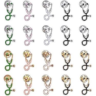 Imagem de KRISMYA Broche de estetoscópio, 20 peças de mini estetoscópio, broche de lapela esmaltado, linda bolsa escolar, presentes de assistente médico, joias de desenho animado, presente para mulheres, homens, crianças, estudantes de medicina