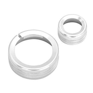 Imagem de Acabamento de botão central, 2 peças de liga de alumínio multimídia botão central de controle guarnição adequado para Giulia/Stelvio (prata)