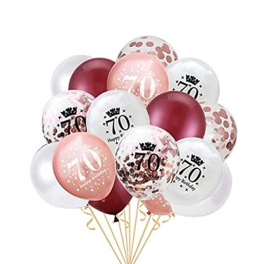 Imagem de JumDaQQ 70th Birthday Balloon, Pack of 30 Rose Gold Pink 70th Birthday Latex Confetti Balloon Ribbons for Women Happy 70th Birthday Party Decorations 12inch( Rose gold)