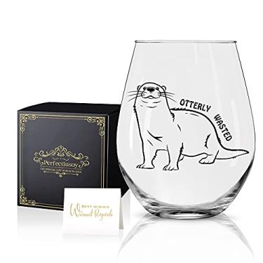 Imagem de Perfectinsoy Taça de vinho Otterly Wasted sem haste com caixa de presente, taça de vinho de lontra, presente para amantes de lontra, presentes com tema de lontra